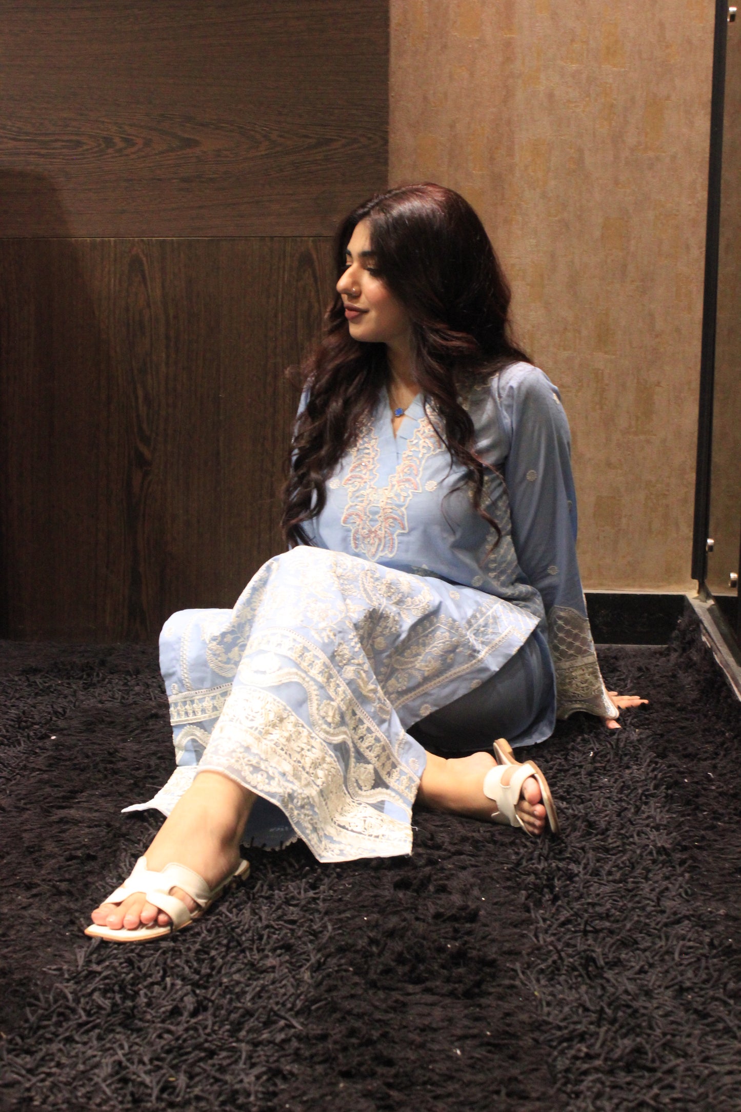 3-Piece Embroidered Stitched Suit - SES1