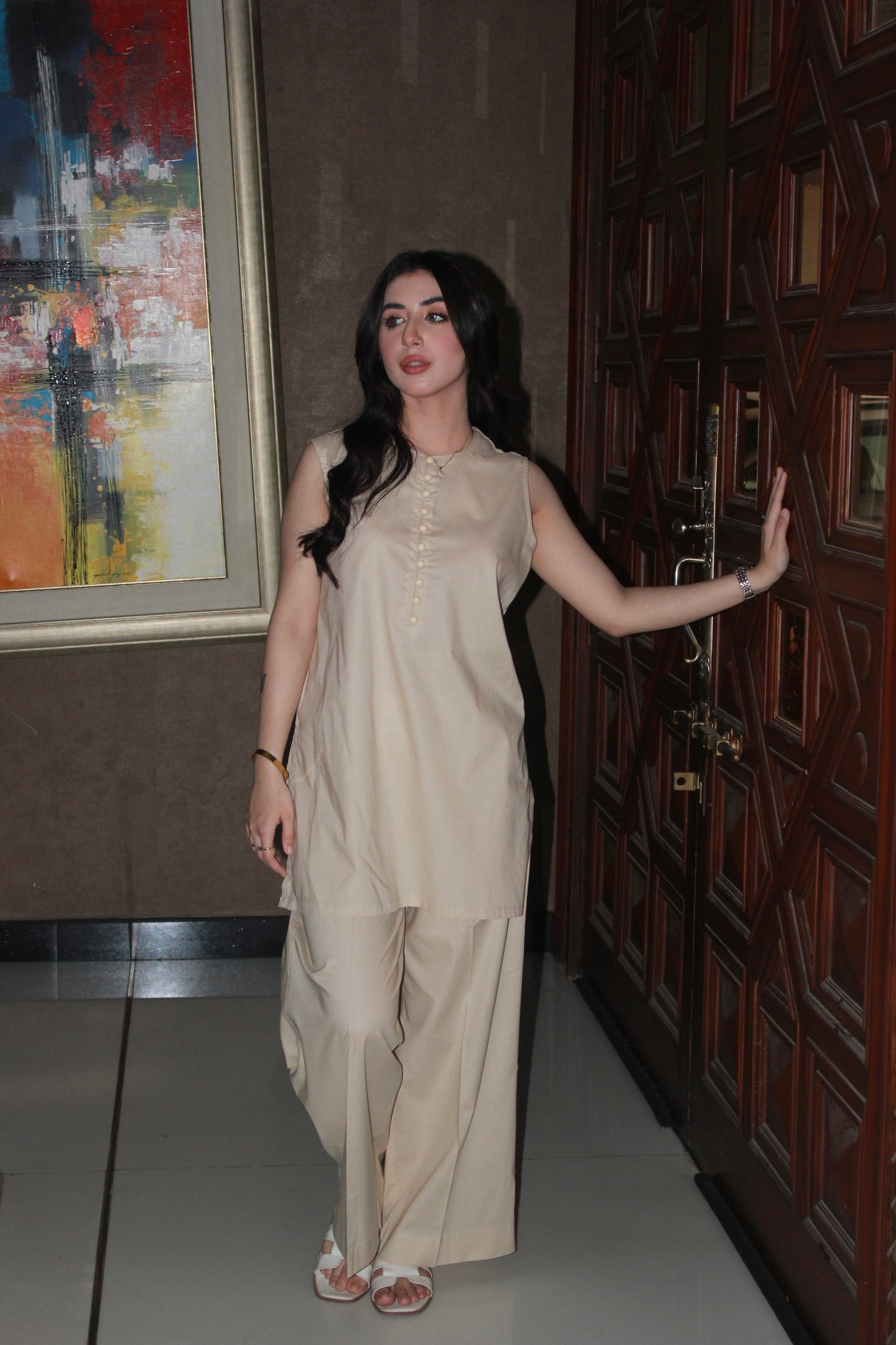 2-Piece Sleeveless Short Shirt with Trouser - STWS4