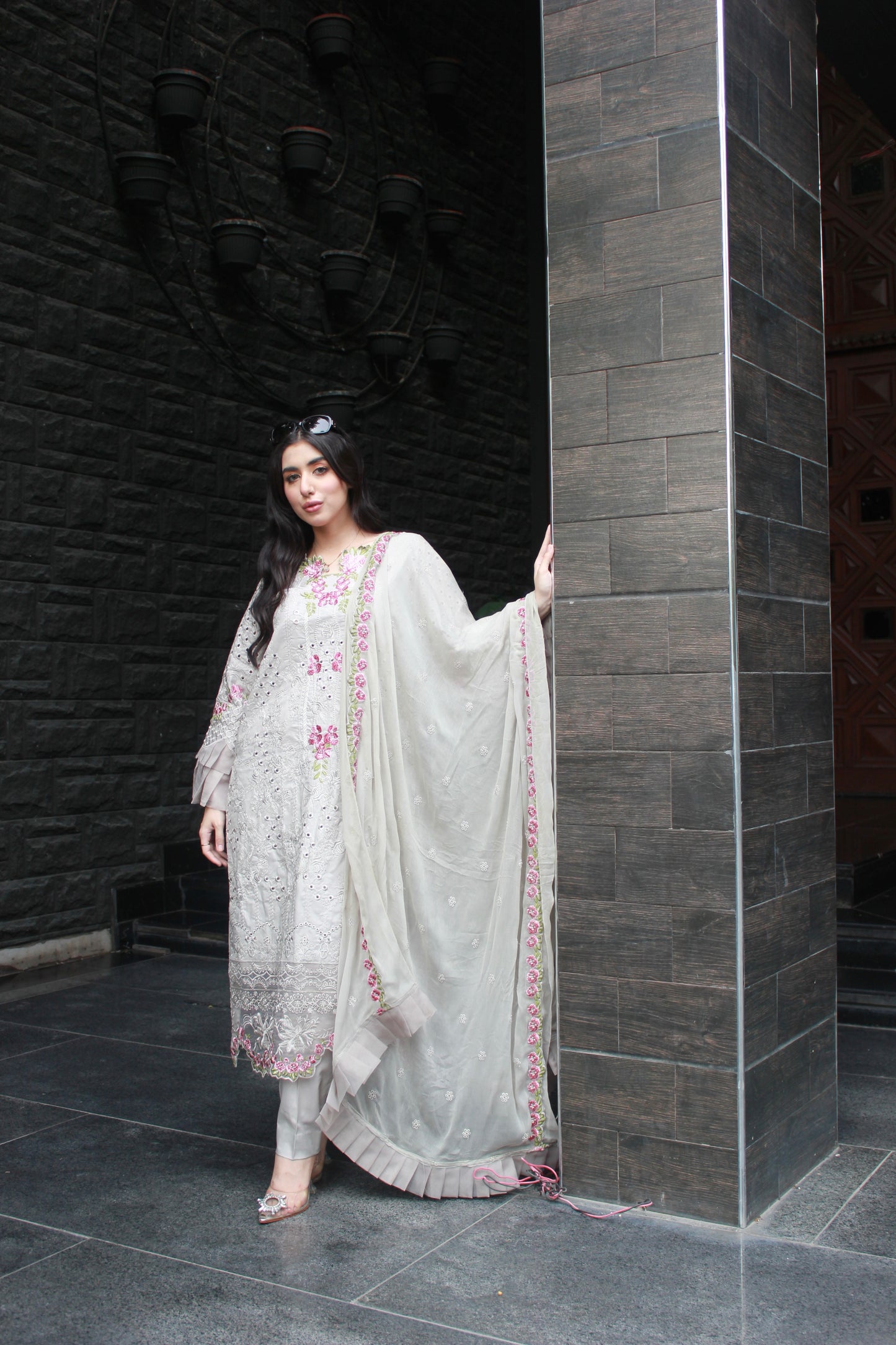 3-Piece Embroidered Stitched Winter Cotton Suit - SES3