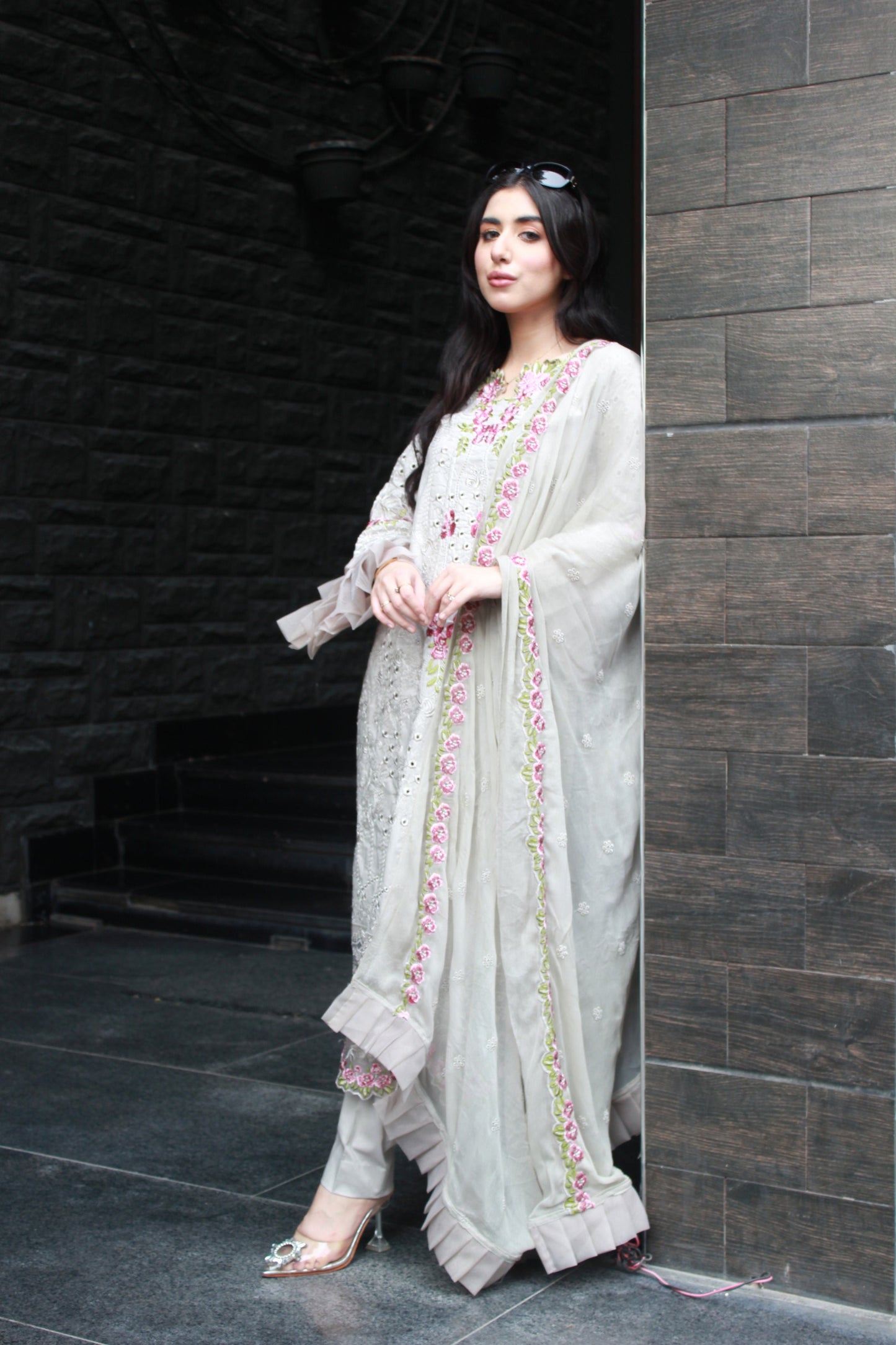 3-Piece Embroidered Stitched Winter Cotton Suit - SES3