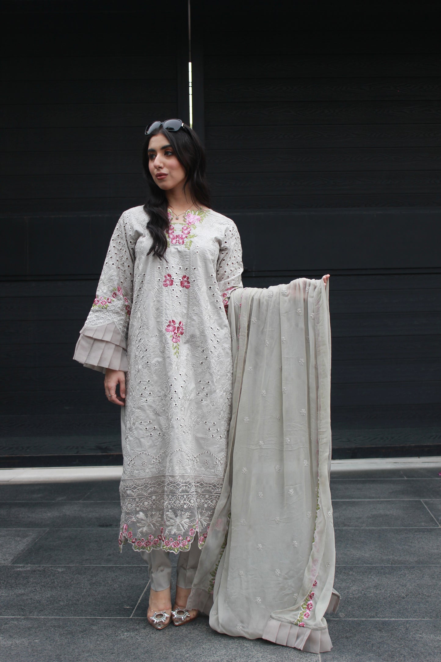 3-Piece Embroidered Stitched Winter Cotton Suit - SES3