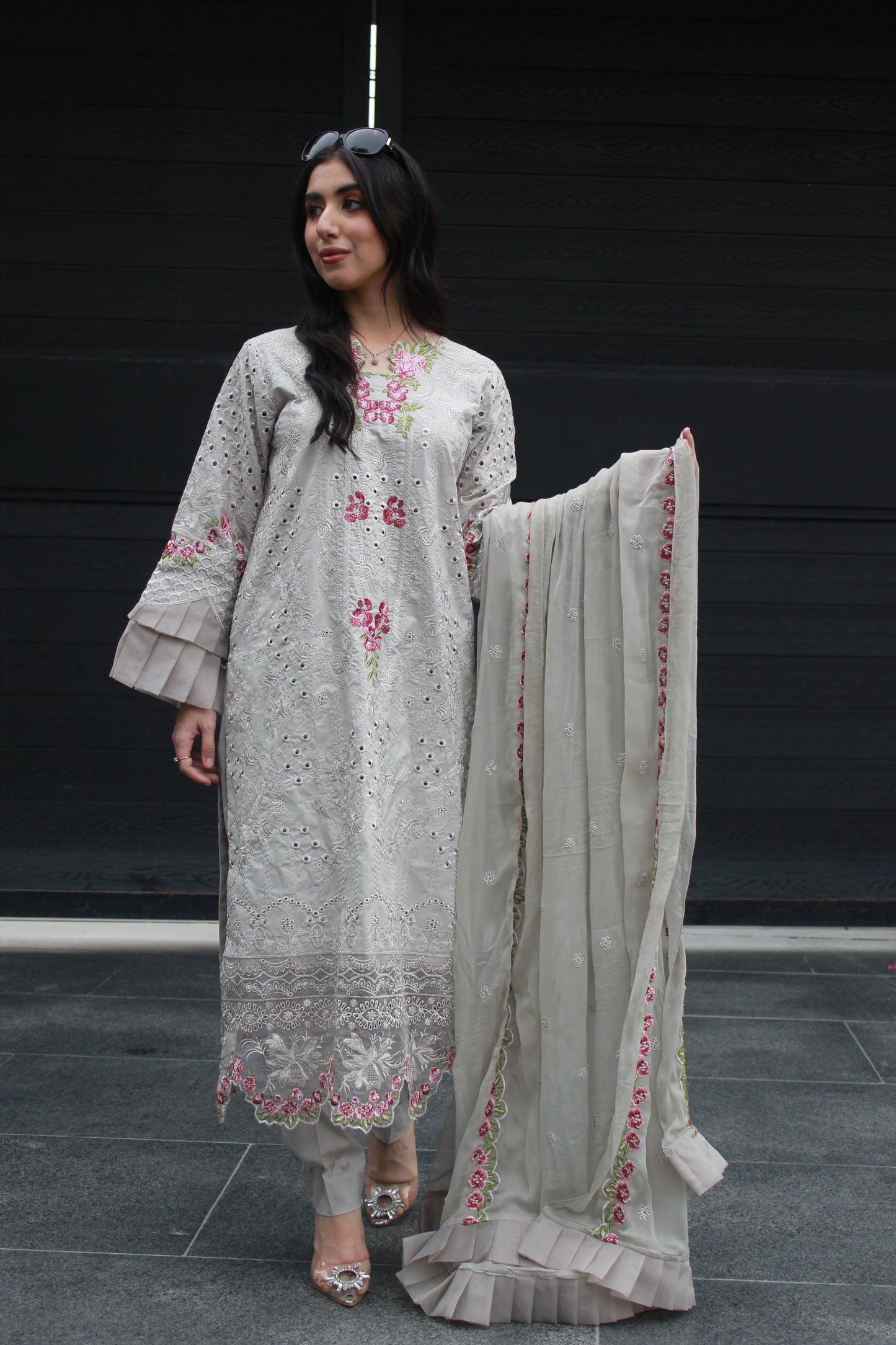 3-Piece Embroidered Stitched Winter Cotton Suit - SES3