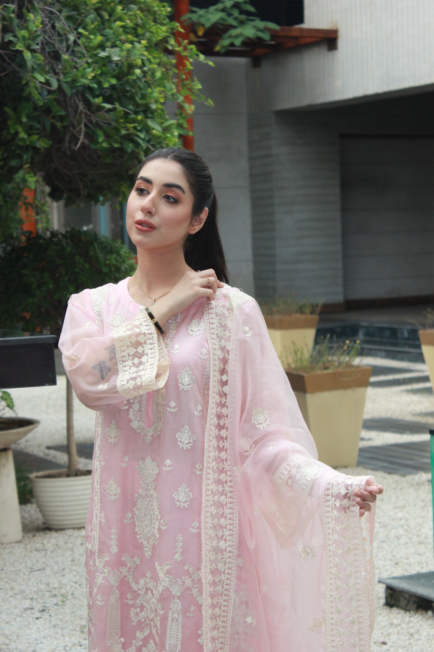 3-Piece Embroidered Stitched Organza Suit - SES2