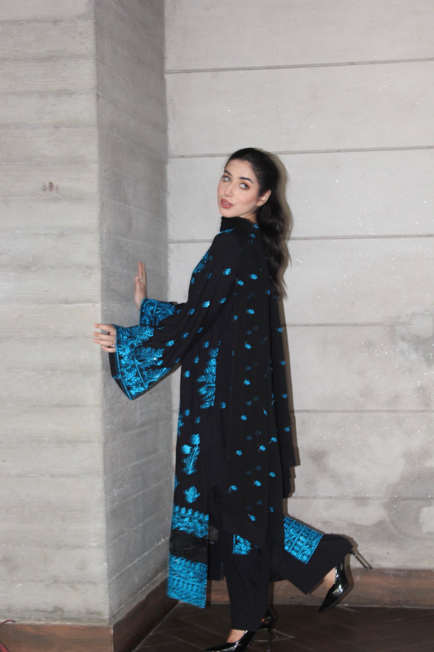 3-Piece Embroidered Stitched Cotton Suit - SES4